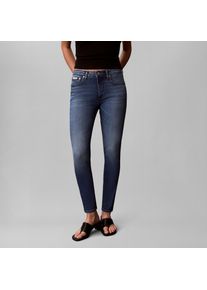 Skinny-fit-Jeans Calvin Klein Jeans "MID RISE SKINNY INDIGO STATION", Damen, Gr. 33, L&auml;nge 32, blau (indigo station), Denim/Jeans, Obermaterial: 80% Baumwolle, 12% Polyester, 6% Elastomultiester, 2% Elasthan, unifarben, skinny fit lang, Jeans Skinny-fit-Jeans, Skinny fit mit Taschen
