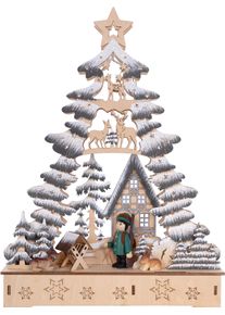 Weihnachtsdorf "Weihnachtsdeko", beige (naturfarben), B:5,5cm H:33,5cm T:24cm, Holzwerkstoff, MyFlair M&Ouml;BEL & ACCESSOIRES, Weihnachtsd&ouml;rfer, Weihnachtsdorf, Tannenbaumform, H&ouml;he ca. 33 cm