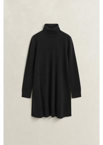 Midikleid Gant "SUPERFINE LAMBSWOOL", Damen, Gr. S, N-Gr, schwarz, Strick, Obermaterial: 100% Wolle, A-Linie ca. Mitte Oberschenkel, Rippb&uuml;ndchen, Kleider Midikleid