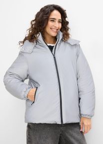 Funktionsjacke bonprix, Damen, Gr. 42, grau (silber), Obermaterial: 100% Polyester. Futter: 100% Polyester. Wattierung: 100% Polyester, oversize, Jacken Funktionsjacke, mit reflektierendem Design, Oversize-Passform, sportlicher Stil