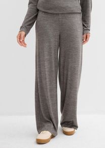 Palazzohose bonprix, Damen, Gr. 52/54 (XXL), N-Gr, grau (anthrazit meliert), Obermaterial: 50% Viskose, 45% Polyester, 5% Elasthan, loose fit, Hosen Palazzohose, lockere Passform, weit geschnitten