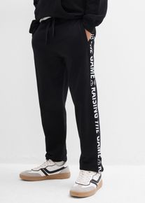 Sweathose bonprix, Jungen, Gr. 176/182, N-Gr, schwarz, Obermaterial: 100% Baumwolle, regular fit, Hosen Sweathose, f&uuml;r Jungen, mit Schriftzug an den Seiten, Regular Fit, aus Baumwolle