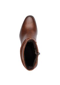 Stiefelette Marco Tozzi, Damen, Gr. 37, w&auml;rmend, braun (cognac), Lederimitat, unifarben, used, Schuhe Stiefelette, Blockabsatz, Businessschuh mit Falten im slouchy Look