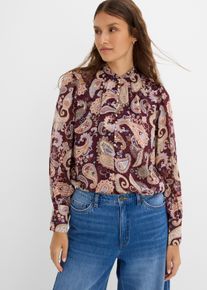 Chiffonbluse bonprix, Damen, Gr. 54, bunt (weinrot paisley), Obermaterial: 100% Polyester, festlich, loose fit, Blusen Chiffonbluse, mit Paisley Design, Loose Fit, festlich