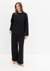 Hausanzug bonprix, Damen, Gr. 36/38 (S), schwarz, Obermaterial: 100% Baumwolle, oversize, Homewear-Sets Hausanzug, Oversize-Passform, im Casual-Stil, aus Baumwolle
