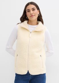 Pl&uuml;schweste bonprix, Damen, Gr. 48/50 (XL), naturbeige, Obermaterial: 100% Polyester, l&auml;ssig geschnitten, Westen Pl&uuml;schweste, l&auml;ssig geschnitten, in Teddy-Optik, im Casual-Stil, aus Polyester