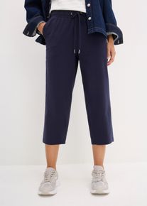 Jerseyhose bonprix, Damen, Gr. 48/50 (XL), N-Gr, blau (dunkelblau), Obermaterial: 95% Baumwolle, 5% Elasthan, loose fit, Hosen Jerseyhose, Loose Fit, mit Bindeband zum Schlie&szlig;en, im Casual-Stil