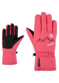 Skihandschuhe Ziener "LAILLA-Z AQUASHIELD M&Auml;DCHEN", Damen, Gr. 6, rosa (pink lilly), Kunstfaser, Handschuhe Skihandschuhe, wasserdicht, winddicht, atmungsaktiv, warm, bestickt