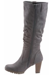 Stiefel ANISTON SHOES, Damen, Gr. 37, w&auml;rmend, Normalschaft, grau, Textil, Veloursleder, Schuhe Stiefel, mit Raffungen am slouchy Schaft, Topseller