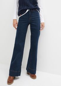 Weite Jeans bonprix, Damen, Gr. 44, K-Gr, nachtblau denim, Obermaterial: 82% Baumwolle, 17% Polyester, 1% Elasthan, loose fit, Jeans Weite Jeans, im Marlene-Stil, Loose Fit, mit Stretch-Anteil, casual