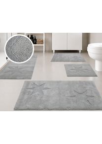 Badematte OTTO HOME "Marie, Badvorleger, Badezimmer Teppich", grau (hellgrau), H:13mm, Baumwolle, Badematten, Badematte, Badteppich, Stern Motiv, Hoch-Tief-Struktur, auch als Set