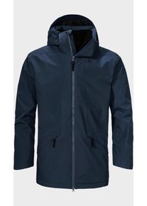 Sch&ouml;ffel Langjacke SCH&Ouml;FFEL "Ins Parka Style Malkay MNS", Herren, Gr. 52, blau (8820, blau), Oberstoff: Aussenseite: 100% Polyester. (Membran: Thermoplastisches Polyurethan). Futter: 100% Polyester. Wattierung: 100% Polyester, regular fit, hoch geschlossener Ausschnitt, Jacken Langjacke