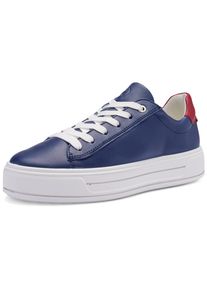 Plateausneaker Ara "CANBERRA", Damen, Gr. 8 (42), atmungsaktiv, blau (dunkelblau, cherry), Glattleder, unifarben mit Farbeinsatz, Schuhe Plateausneaker, Freizeitschuh, Halbschuh, Schn&uuml;rschuh in Komfortweite G (= weit)