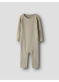 Body name it "NBNNAKAL LS SUIT NOOS", Jungen, Gr. 56, N-Gr, beige (pure cashmere), Sweatware, Obermaterial: 95% Baumwolle, 5% Elasthan, unifarben, regular fit, Rundhals, Bodys Body
