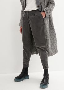 Cordhose bonprix, Damen, Gr. 42, N-Gr, grau (dunkelgrau), Obermaterial: 98% Baumwolle, 2% Elasthan, loose fit, Hosen Cordhose, Loose Fit, mit Cordstruktur, aus Baumwolle und Elasthan