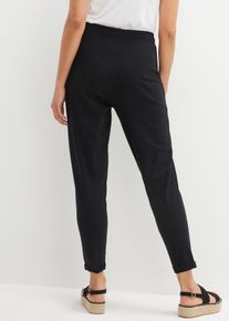 Jerseyhose bonprix "Jersey-Hose aus elastischem Baumwoll-Mix", Damen, Gr. 48/50 (XL), N-Gr, schwarz, Jersey, Obermaterial: 95% Baumwolle, 5% Elasthan, unifarben, regular fit lang, Hosen Jerseyhose, aus Baumwolle und Elasthan, mit Eingrifftaschen, Regular Fit
