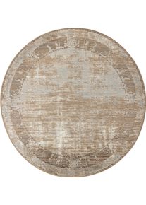 Teppich OTTO HOME "Hamsa, in Standard- und Premium-Qualit&auml;t, 9 mm oder 14 mm H&ouml;he" Gr. 9, braun, &Oslash;:140cm, Kunstfaser, Teppiche, Teppich, Dezenter Glanz, Hoch-Tief, Vintage-Look & dichte Designer-Qualit&auml;t