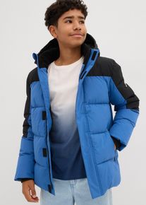 Winterjacke bonprix, Jungen, Gr. 140/146, blau, schwarz, Obermaterial: 100% Polyester. Futter: 100% Polyester. &Auml;rmelfutter: 100% Polyester, regular fit, Jacken Winterjacke, mit weichem Fleecefutter, Regular Fit, im Casual-Stil, f&uuml;r Jungen