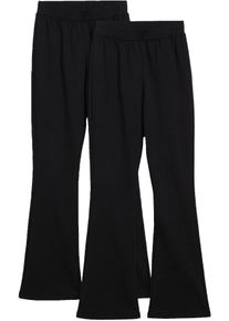 Thermoleggings bonprix, M&auml;dchen, Gr. 140/146, N-Gr, schwarz, schwarz, Obermaterial: 95% Baumwolle, 5% Elasthan, Hosen Thermoleggings, im Bootcut-Stil, mit elastischem Bund, schmale Oberschenkelweite