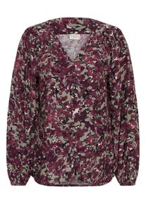 Langarmbluse Kaffe CURVE "Damen Bluse langarm KCmaggie", Damen, Gr. 52, rot (fudge abstract animal), Obermaterial: 100% Viskose LENZING ECOVERO CV LenzEcov., Blusen Langarmbluse