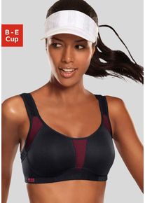 H.I.S. Sport-BH H.I.S "ohne B&uuml;gel aus schnell trocknendem COOLMAX", Damen, Gr. 85, Cup E, schwarz (schwarz, pink), Microtouch, Obermaterial: 90% Polyester (COOLMAX), 10% Elasthan (LYCRA), BHs Sport-BH, mit breiten, wattierten Tr&auml;gern, gro&szlig;e Gr&ouml;&szlig;en, Topseller