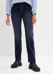 Cordhose bonprix, Damen, Gr. 42, N-Gr, blau (dunkelblau), Obermaterial: 98% Baumwolle, 2% Elasthan, regular fit, Hosen Cordhose, mit weiter Stretch-Ausf&uuml;hrung, weite Form, Regular Fit, im Casual Stil