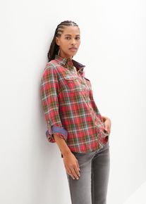 Flanellhemd bonprix, Damen, Gr. 44, N-Gr, bunt (magentarot kariert), Web, Obermaterial: 100% Baumwolle. Besatz: 100% Baumwolle, regular fit normal, Manschette, Hemden Flanellhemd, kariertes Design, mit klassischem Hemdkragen, aus Baumwolle