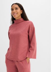 Sweatshirt bonprix, Damen, Gr. 56/58 (XXXL), rauchkirsche meliert, Obermaterial: 48% Polyester, 48% Viskose, 4% Elasthan, l&auml;ssig geschnitten, Sweatshirts Sweatshirt, mit hohem Stehkragen, in Soft-Touch Qualit&auml;t, l&auml;ssig geschnitten