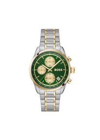Chronograph BOSS "GRAND PRIX", gr&uuml;n (silberfarben, goldfarben, gr&uuml;n, gelbgoldfarben), Armbanduhren, Damen, Chronograph, Quarzuhr, Armbanduhr, Damenuhr, Herrenuhr, Edelstahlarmband, analog