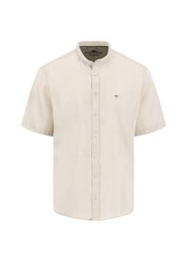 Kurzarmhemd Fynch-Hatton, Herren, Gr. L, N-Gr, beige (cement), Web, Obermaterial: 80% Leinen, 20% Baumwolle, unifarben, regular fit normal, ohne Ausschnitt, gerader Abschluss, Hemden Kurzarmhemd, Kurzarm, aus Leinen und Baumwolle, Regular Fit, mit Logo Stickerei