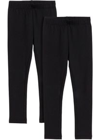 Thermoleggings bonprix, M&auml;dchen, Gr. 92/98, N-Gr, schwarz, Obermaterial: 95% Baumwolle, 5% Elasthan, Hosen Thermoleggings