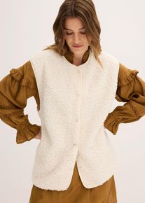 Pl&uuml;schweste bonprix, Damen, Gr. 56/58 (XXXL), wei&szlig; (perlwei&szlig;), Obermaterial: 100% Polyester. Futter: 100% Polyester, oversize, Westen Pl&uuml;schweste, mit seitlichen Eingriffstaschen, aus Teddyfleece, Oversize-Passform