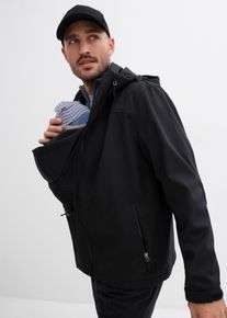 Umstandsjacke bonprix, Damen, Gr. 58, schwarz, Obermaterial: 92% Polyester, 8% Elasthan, ausgestellt, Jacken Umstandsjacke, regen- und windabweisend, mit Trageeinsatz, innen leicht gef&uuml;ttert