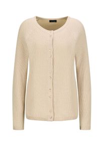 Strickjacke GOLDNER "Kurzgr&ouml;&szlig;e Cardigan aus Baumwolle, Rundhals", Damen, Gr. 19, beige, Obermaterial: 100% Baumwolle CO., Modisch, Strickjacken Strickjacke, Piqu&eacute;-Optik
