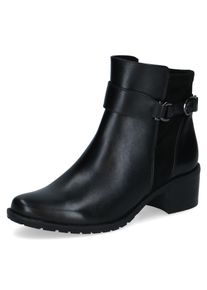 Stiefelette Caprice, Damen, Gr. 42, schwarz, Leder, Textil, Schuhe Stiefelette, Blockabsatz, Ankleboots mit Zierschnalle, bequeme Weite