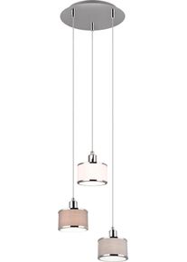 Trio LEUCHTEN Pendelleuchte "KAPRUN, H&auml;ngelampe mit Stoffschirmen, exkl E14, max 28W", chrom, 3, H: 150cm, 1 Stk., Leuchten, H&ouml;he einstellbar bis max 150 cm, Stoffschirme + Metall, Pendelleuchte