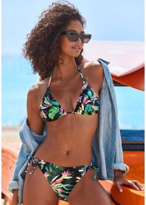 Triangel-Bikini-Top Venice Beach "Sandrine", Damen, Gr. 44, Cup C/D, schwarz bedruckt, Recycling-Polyamid, bedruckt, gebl&uuml;mt, Bikini-Oberteile Triangel-Bikini-Top, mit buntem Blumenprint
