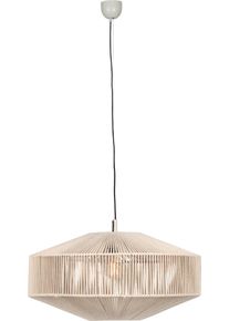Trio LEUCHTEN Pendelleuchte "SVEA, H&auml;ngelampe beige aus Baumwolle im Boho-Look H&ouml;he 150 cm", cremewei&szlig;, beige, 1, &Oslash; 61cm H: 150cm, 1 Stk., Leuchten, H&auml;ngeleuchte Schlafzimmer / Wohnzimmer exkl 1x E27 max 10W, Pendelleuchte