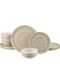 Teller-Set Creatable "Caoba, Geschirr-Set, 12-tlg.", beige (sand), 12, Steingut, Geschirr-Sets, Teller-Set, Robustes Steingut, skandinavische Schlichtheit