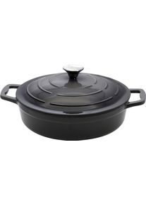 Servierpfanne ELO "Gusseisen Servierpfanne &Oslash; 28 cm", schwarz (grau), B:29,5cm H:9,5cm L:33cm &Oslash;:28cm, Pfannen, Servierpfanne, Deckel mit Rillen f&uuml;r zarte Gerichte
