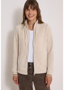 Sweatjacke Cecil, Damen, Gr. S (38), beige (pearl beige), Cord, Obermaterial: 100% Polyester, unifarben, normal h&uuml;ftbedeckend, Rundhals, B&uuml;ndchen, Sweatjacken Sweatjacke, Leichte Cordjacke mit Stehkragen