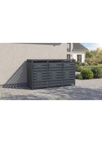 M&uuml;lltonnenbox Weka "Gary", grau (anthrazit), B:189,5cm H:116cm T:80cm, Metall, Aufbewahrungsboxen, M&uuml;lltonnenbox, Metall pulverbeschichtet, f&uuml;r 3 M&uuml;lltonnen, BxTxH: 189,5x80x116 cm