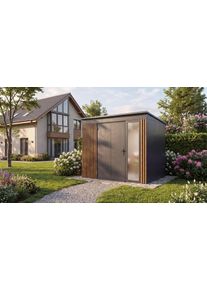 Ger&auml;tehaus Weka "Gary Gr. 5, aus Metall mit Holzoptik, anthrazit", beige (anthrazit), Metall, Ger&auml;teh&auml;user, Ger&auml;tehaus, aus pulverbeschichtetem, verzinktem Stahl