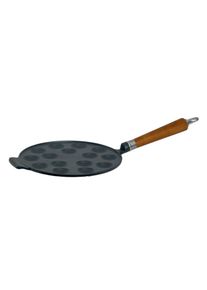 Poffertjespfanne RONNEBY BRUK "Maestro Poffertjes-Pfanne, &Oslash; 24 cm, mit Holzgriff", schwarz, mit buchenholzgriff, B:24cm H:8cm L:51cm, Pfannen, Poffertjespfanne