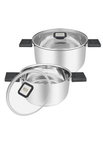 Topf-Set RESTO KITCHENWARE "ANSER mit klappbaren Griffen, im Geschenkkarton", silberfarben, T&ouml;pfe, Topf-Set, f&uuml;r alle Herdarten geeignet, auch Induktion