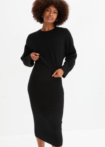Strickkleid bonprix, Damen, Gr. 40/42 (M), N-Gr, Langarm, Strick, schwarz, Strick, Obermaterial: 50% Viskose, 26% Polyamid, 24% Polyester, l&auml;ssig geschnitten, Kleider Strickkleid, aus Viskose-Mischung, l&auml;ssig geschnitten