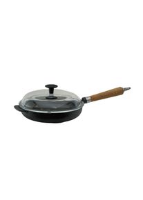 Bratpfanne RONNEBY BRUK "Maestro, hoch, mit Glasdeckel", schwarz, mit eichenholzgriff, B:25cm H:13cm L:50cm, Pfannen, Bratpfanne