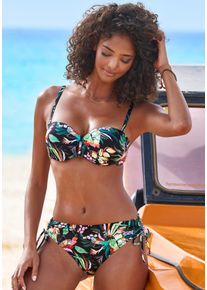 B&uuml;gel-Bandeau-Bikini-Top Venice Beach "Sandrine", Damen, Gr. 42, Cup B, schwarz bedruckt, Recycling-Polyamid, bedruckt, gebl&uuml;mt, Bikini-Oberteile B&uuml;gel-Bandeau-Bikini-Top, mit buntem Blumenprint