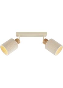 Brilliant Deckenstrahler "Arlo", beige (beige, holz), 2, H: 21,5cm, 1 Stk., Leuchten, E27 Fassung, Strahler schwenkbar, Metall/Holz/Textil, beige, Deckenstrahler