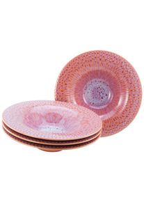 Teller Creatable "Allegra Magic, Gourmetteller, 4-tlg.", orange (magic peach), Steinzeug, Speiseteller, Teller, Moderne Coupeform, Reaktivglasur